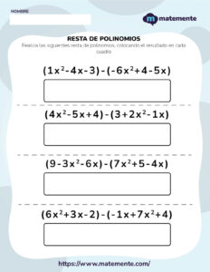 Ejercicios De Resta De Polinomios Para Imprimir En Pdf