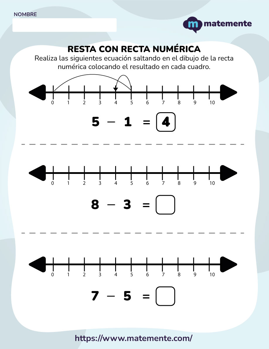 9 Ejercicios de Resta con recta numérica Descárgalos ahora