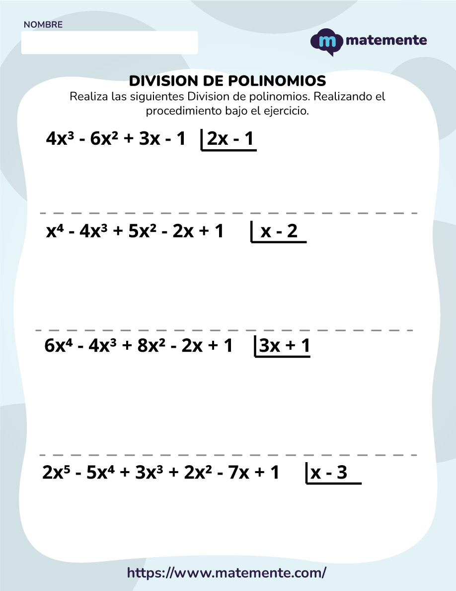 12 Ejercicios de División de polinomios