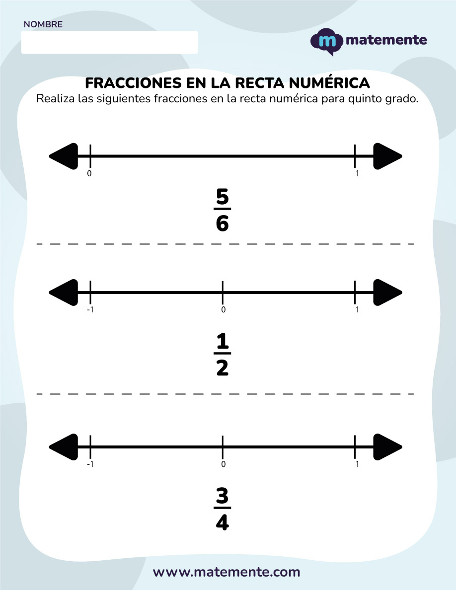 9 Ejercicios de Fracciones en la recta numérica PDF