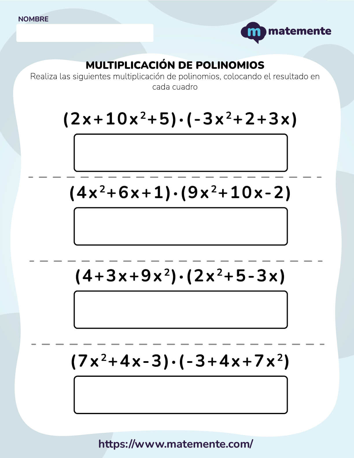ejercicios de multiplicación de polinomios 4