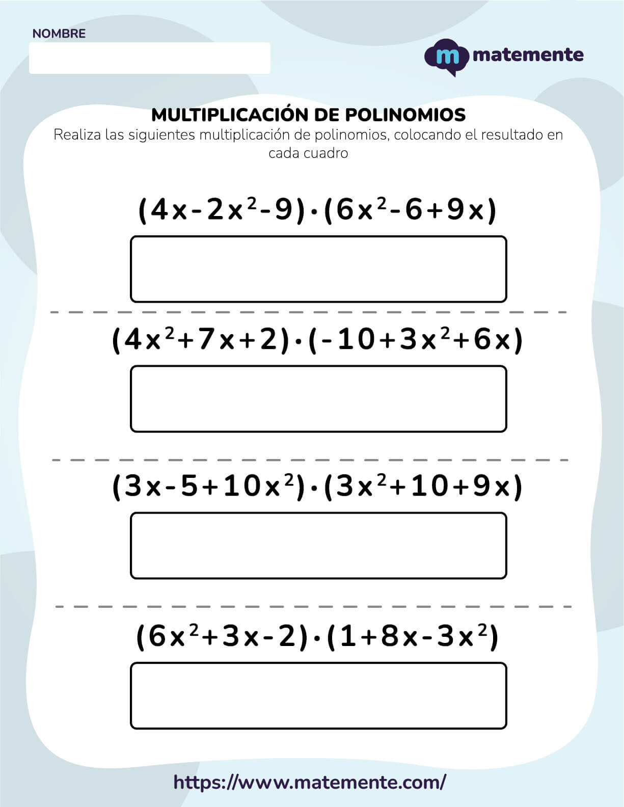 ejercicios de multiplicación de polinomios 5