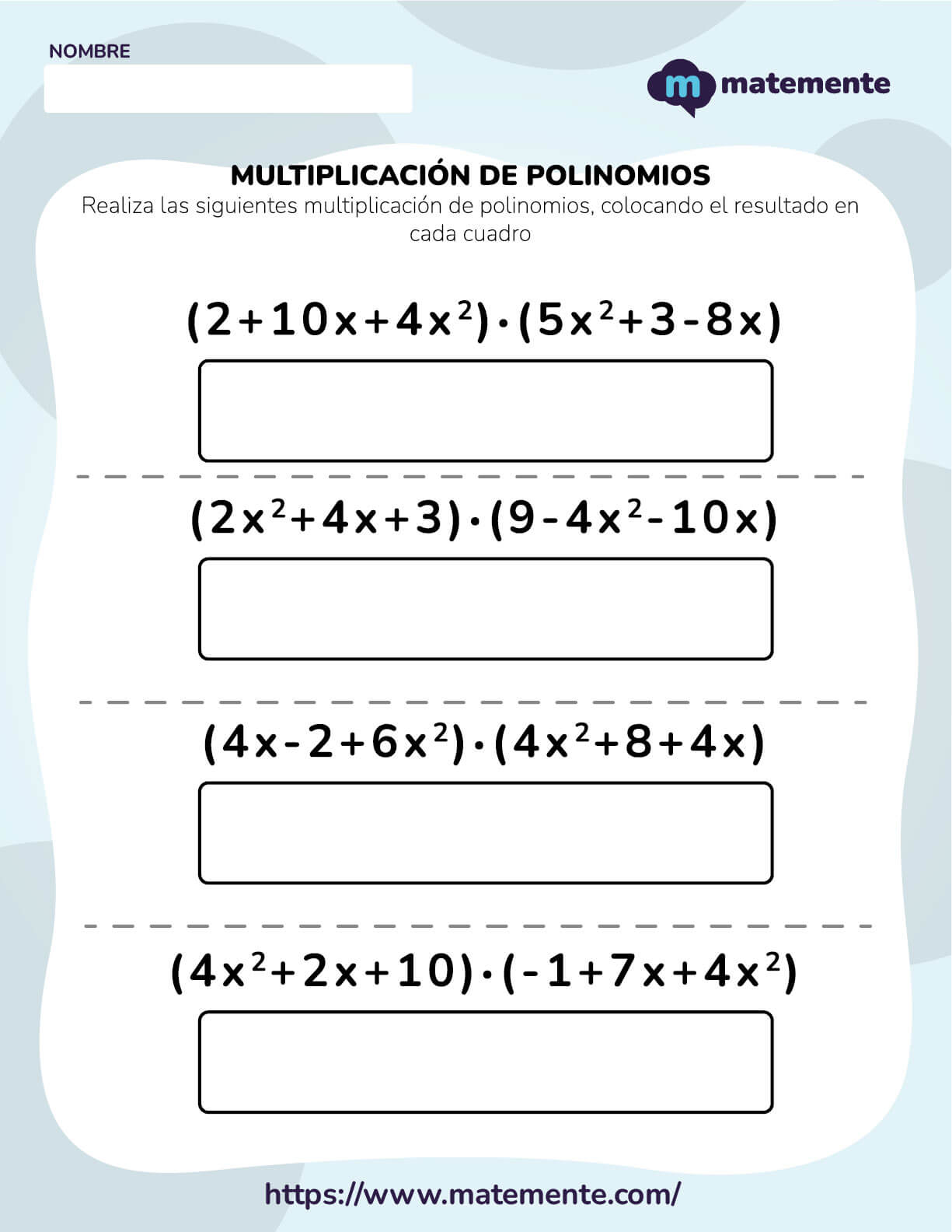 ejercicios de multiplicación de polinomios 6