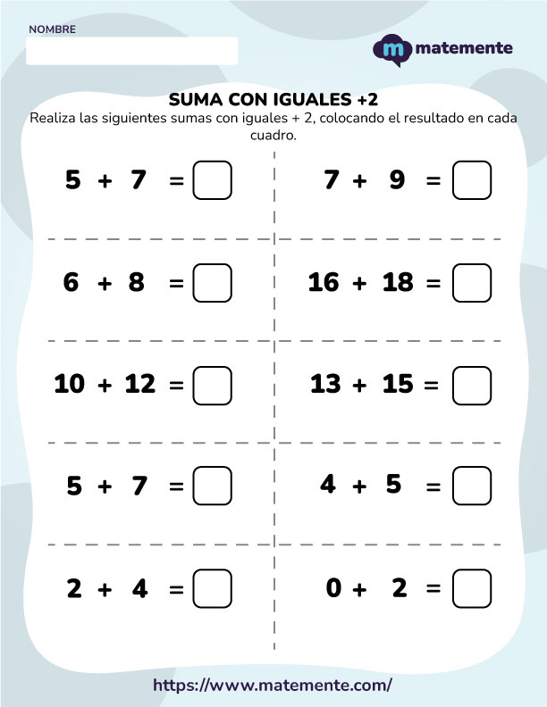 Ejercicios de Suma con iguales +2 - 3