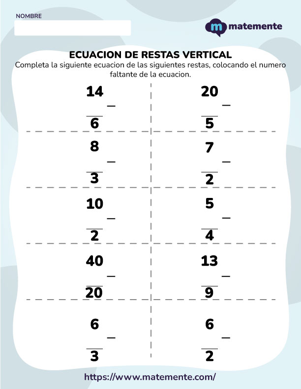 Ecuaciones de resta vertical - 2