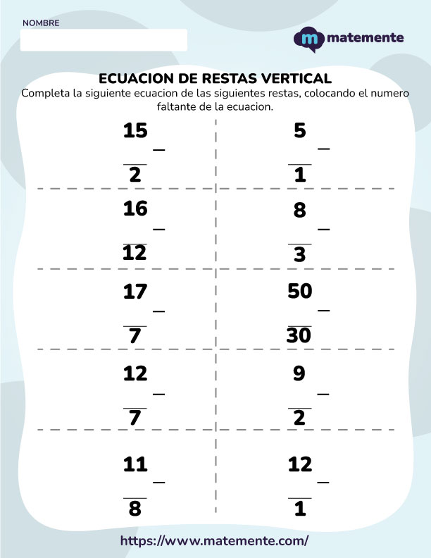 Ecuaciones de resta vertical - 3