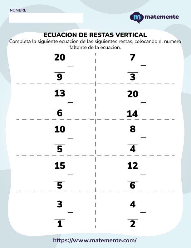 Ecuaciones de resta vertical