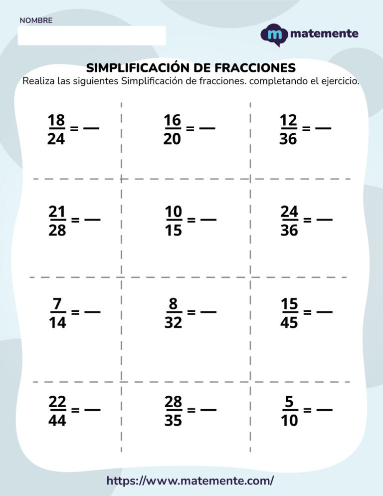 36 Ejercicios De Simplificación De Fracciones ¡en Pdf 4639
