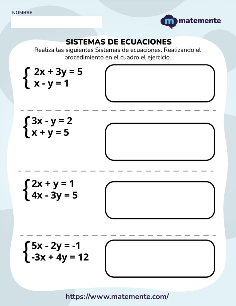 Ejercicios de Sistemas de ecuaciones 1